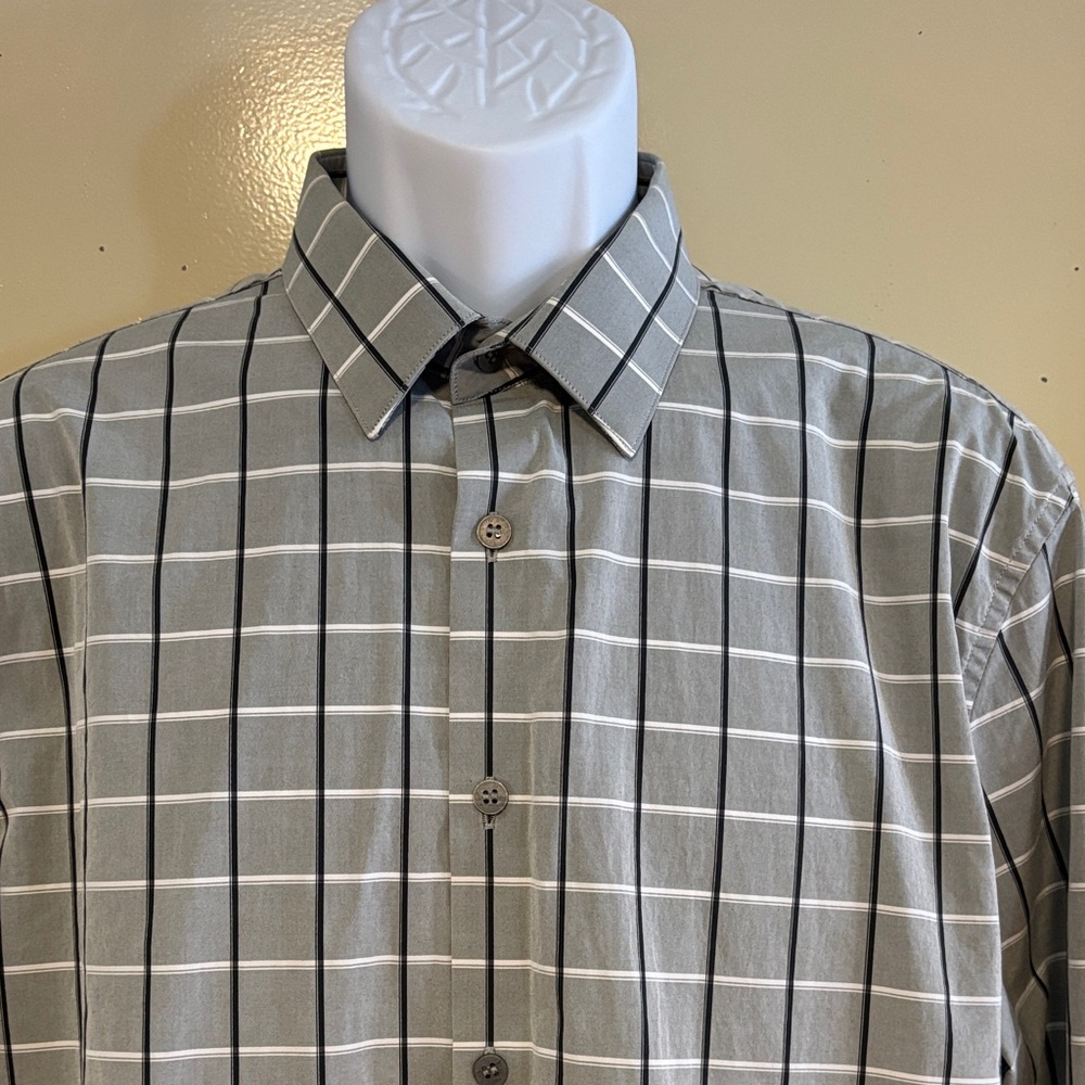 Calvin Klein Gray Plaid Men's Shirt - Picture 2 of 6